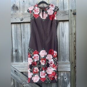 New York & Company Brown Floral Midi Dress